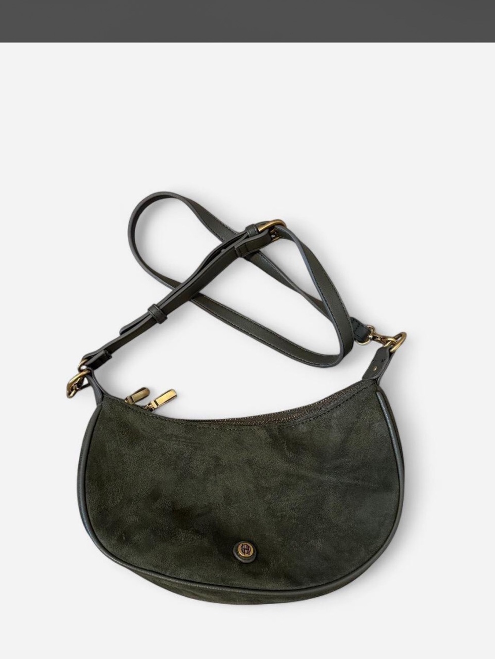 Women's Dark Green Suede Crossbody Shoulder Bag